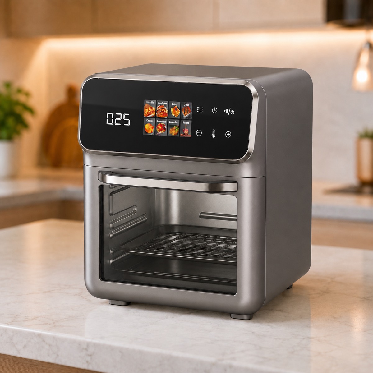 Сіра Електрична мультипіч Top Kitchen TK-00244 12л / Аерогриль з сенсорним керуванням 2400 Вт 10 програм — фото 1