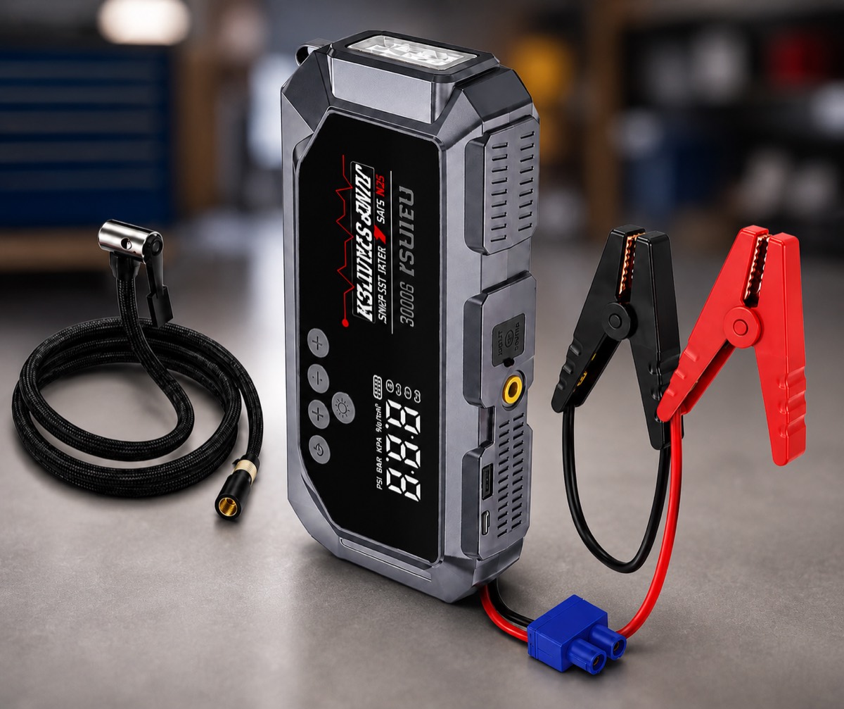 Пускозарядний пристрій K3 + компресор 150 PSI Power Bank LED-ліхтар — фото 1